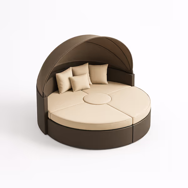 Round Outdoor Daybed with Canopy Cover